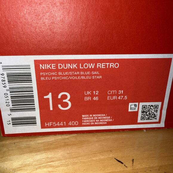 Size 13 Nike Dunk Low Psychic Blue Men\'s Sports Sneaker HF5441-400 OG ALL DS